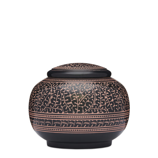 Black with Pink Ivy decorative jar featuring intricate pink ivy patterns on a sleek black surface. Ideal for stylish home decor accents.