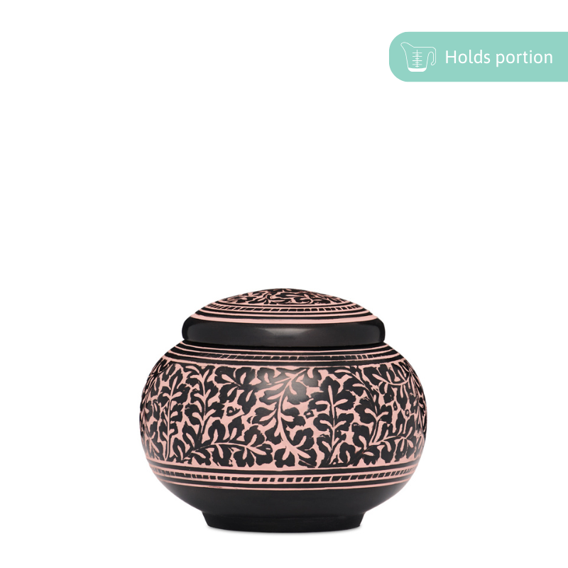 Black and Pink Ivy Medium planter with intricate ivy pattern, ideal for versatile home decor. Medium size adds charm to indoor or outdoor spaces.