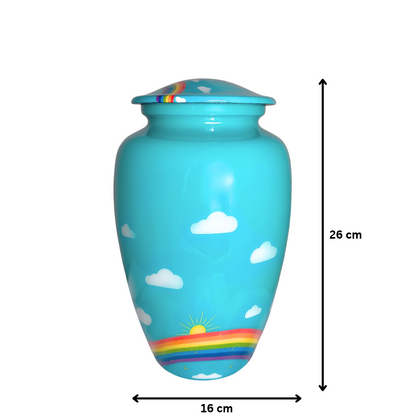 Blue Rainbow Alloy Urn