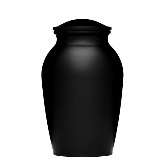 Matte Black Alloy Urn - Adult | Elegant Cremation Urn with smooth finish, ideal for dignified ash storage and memorial display.