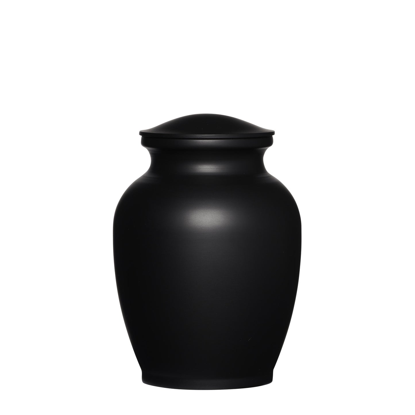Matte Black Alloy Urn - Medium 7" with a smooth matte finish, ideal for durable home memorials and remembrance displays.