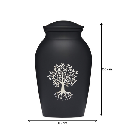 Tree of Life Alloy Black Necklace - Adult Jewelry with 26 cm height and 16 cm width, showcasing a detailed white tree design on a black surface.