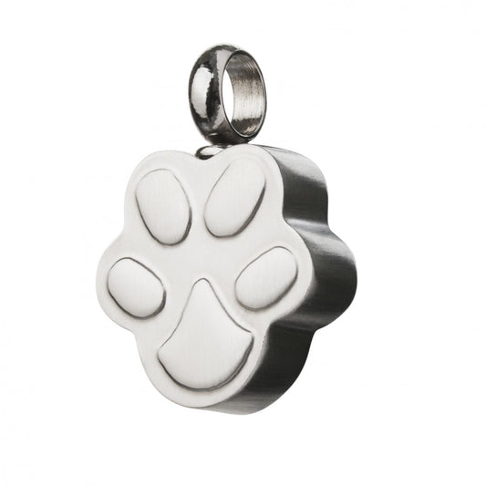 Small Paw Pendant in silver-tone metal with a simple paw design. Ideal paw pendant jewelry for pet lovers and minimalist style enthusiasts.