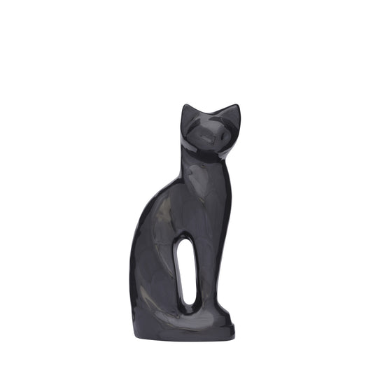 Cat Statue Slate - Slate Cat Statue with elegant minimalist design in glossy dark finish, ideal for modern home decor and cat lovers' collections.