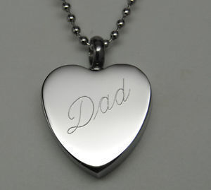 Classic Heart Pendant Necklace - Elegant Jewelry engraved with 'Dad' on a silver tone heart charm, perfect as a sentimental gift.