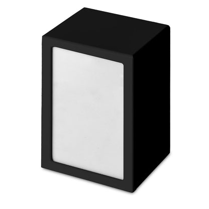 Black Timber Photo Urn - Memorial Keepsake with a blank photo slot, ideal for holding ashes and displaying a cherished image of a loved one.