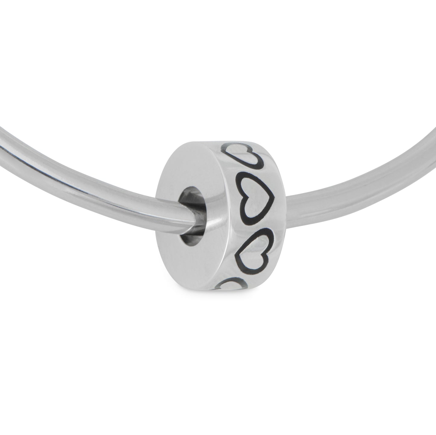 Baby Hearts Bead - 925 Silver cremation bead with engraved black hearts, designed to fit European charm bracelets like Pandora.