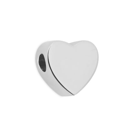 Heart Bead - 925 Silver charm with polished finish, designed to fit Pandora bracelets. Ideal for memorial keepsake jewelry.