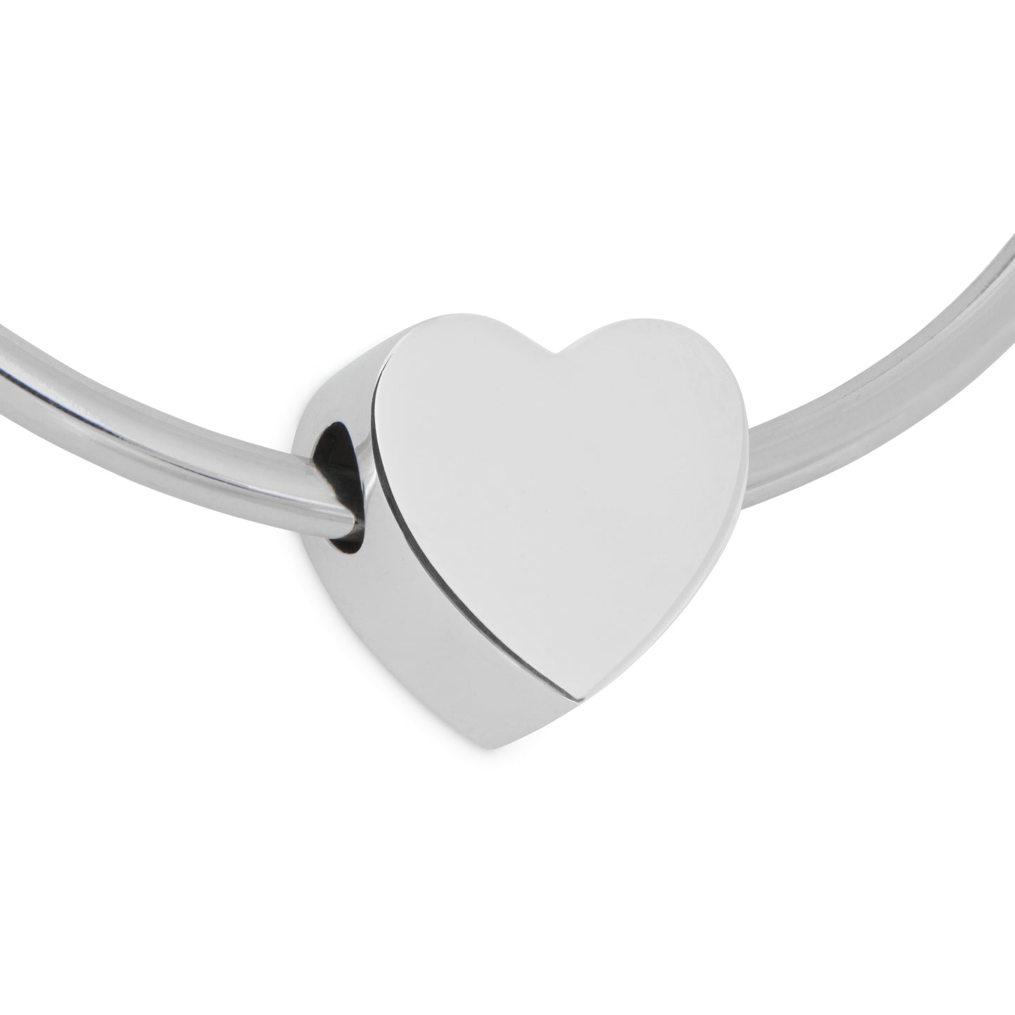 925 Silver Heart Bead on a Pandora-style bracelet, showcasing compatibility and elegant heart-shaped design for charm collections.