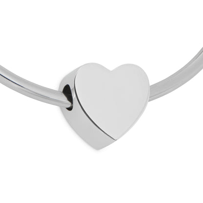925 Silver Heart Bead on a Pandora-style bracelet, showcasing compatibility and elegant heart-shaped design for charm collections.