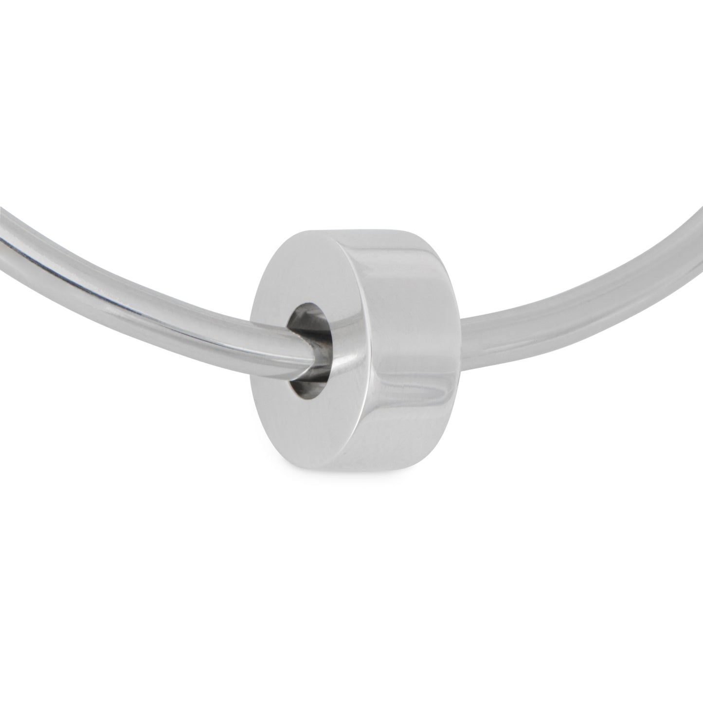 925 silver cremation bead called Blank Canvas Bead shown on a charm bracelet. Compatible with Pandora-style bracelets for memorial keepsakes.