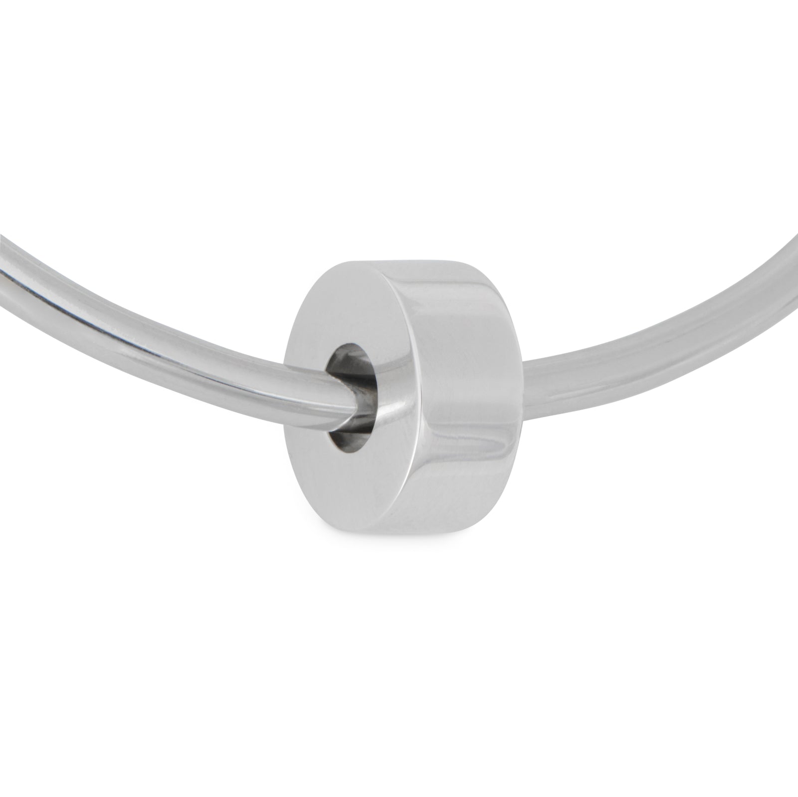 925 silver cremation bead called Blank Canvas Bead shown on a charm bracelet. Compatible with Pandora-style bracelets for memorial keepsakes.