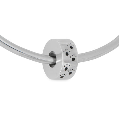 Paw Prints Bead - 925 Silver with engraved paw prints, designed to fit Pandora bracelets. Ideal for keepsake ashes and pet memorial jewelry.