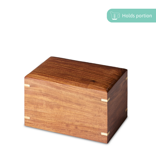 Brass Corner Box Large - Large Brass Corner Box with smooth wood finish and brass corner accents. Ideal for stylish, high-capacity storage needs.