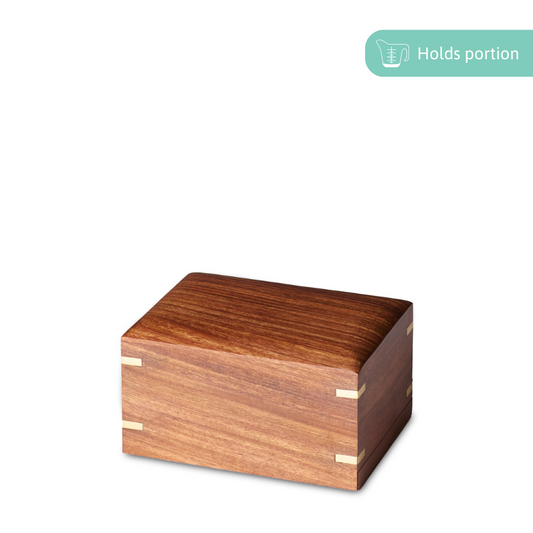 Brass Corner Box Medium - Modern Home Storage with wooden finish and brass accents, ideal for organizing small items in contemporary interiors.