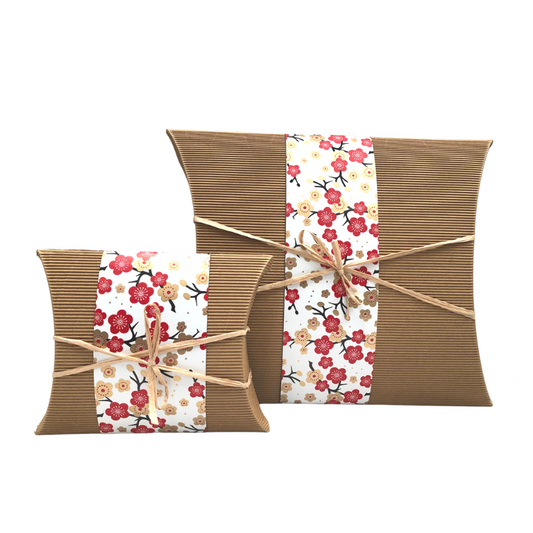 Bio Burial Urn Large - Cherry Blossom | Biodegradable Urn in eco-friendly kraft box with floral wrap and twine, ideal for ground burial.