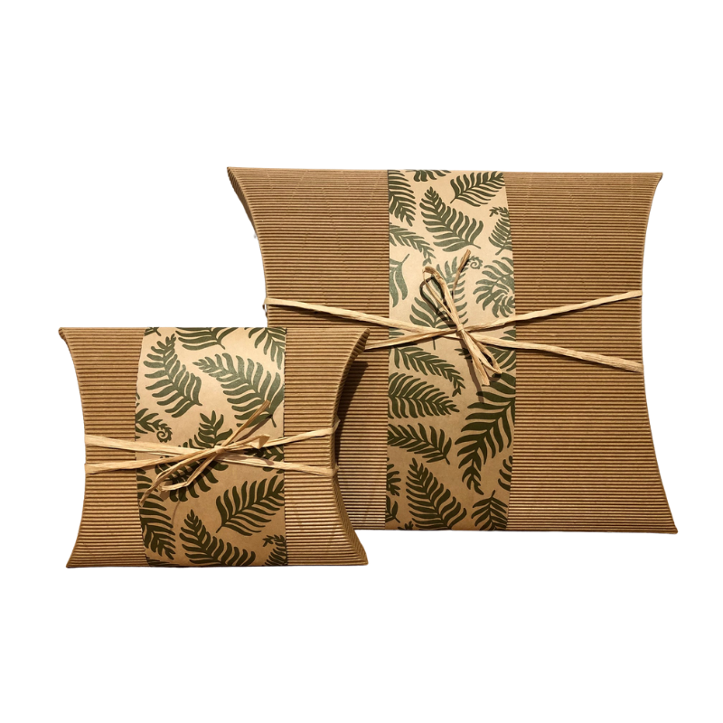 Bio Burial Urn Large - Tree Fern made from recycled cardboard with fern print wrap and twine, eco-friendly for sustainable ground burials.