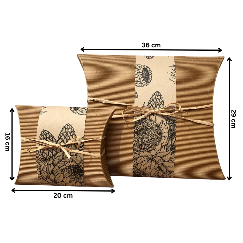 Eco-friendly Bio Burial Urn Small - Protea with dimensions 20x16 cm, crafted from recycled cardboard and decorated with protea design.