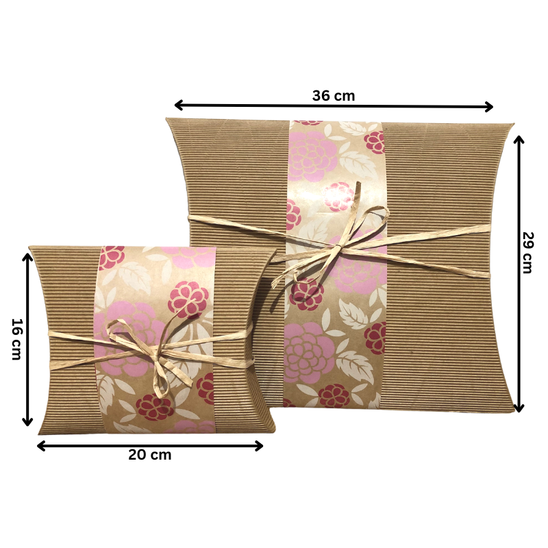 Eco-friendly Small Bio Burial Urn Roses with dimensions 20x16 cm and 36x29 cm. Biodegradable urns crafted from recycled cardboard with floral design.