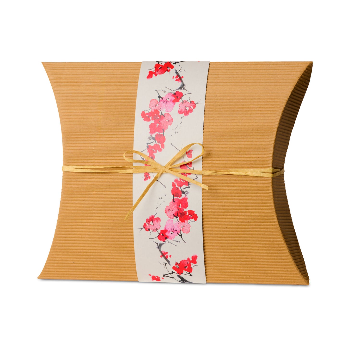 Bio Burial Urn Blossom Large in eco-friendly kraft box with floral band and raffia tie, ideal for adult cremation ashes and ground burial.