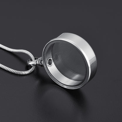 Looking Glass Pendant - Glass Pendant Necklace | Stainless Steel featuring a transparent locket design with a secure screw top on a sleek chain.