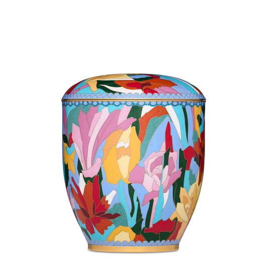 Nouveau Floral Cloisonne Adult Urn