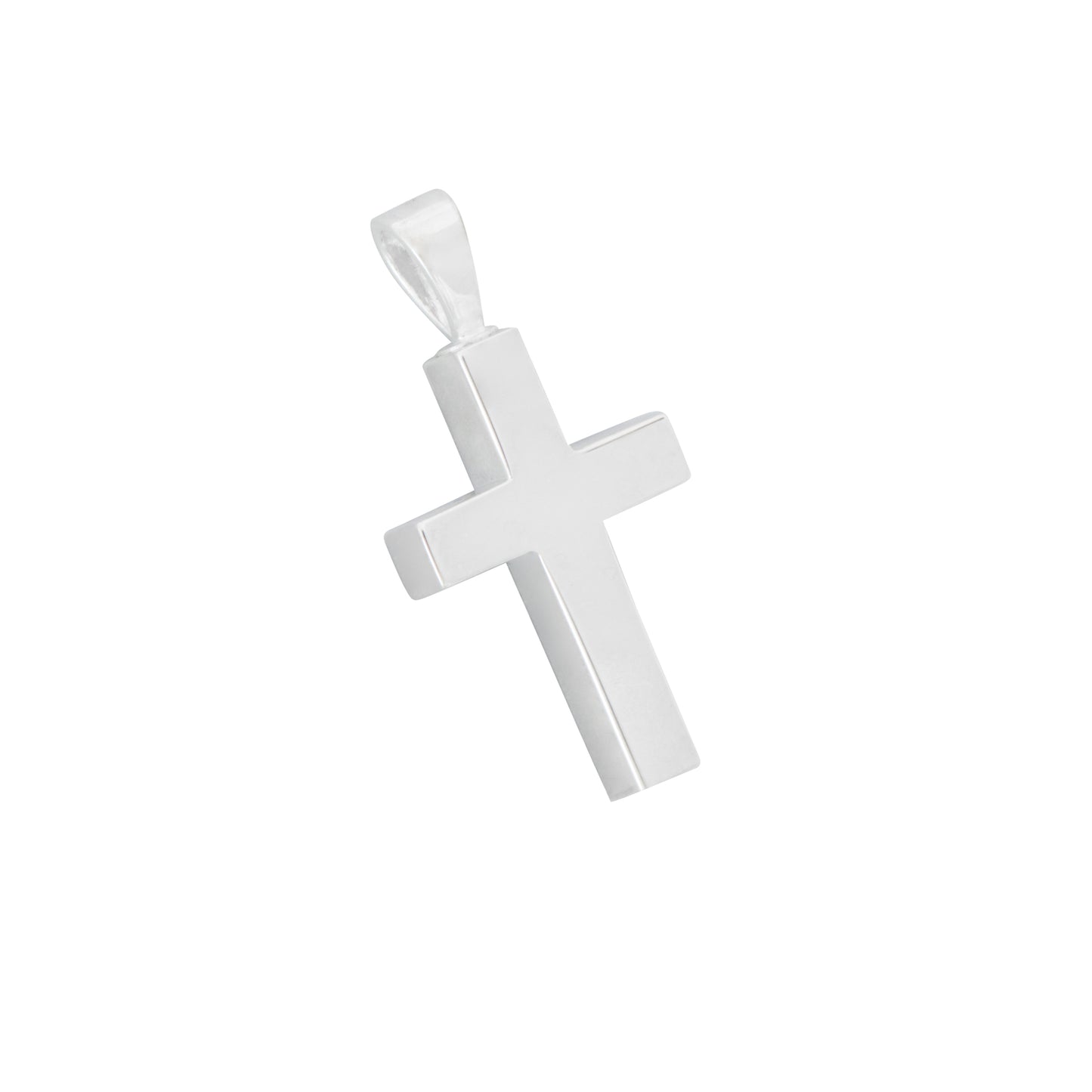 Cross Pendant 925 Silver with polished finish, ideal for keepsake ashes. Elegant design includes velvet bag and polishing cloth.