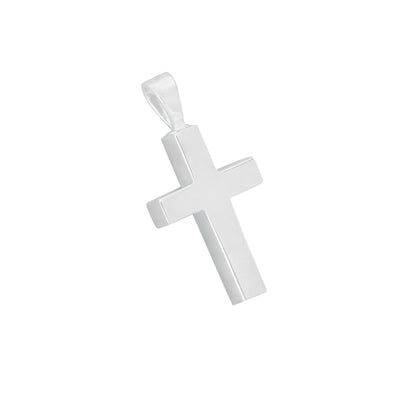 Cross Pendant 925 Silver with polished finish, ideal for keepsake ashes. Elegant design includes velvet bag and polishing cloth.