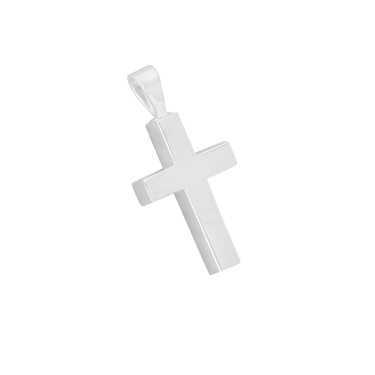Cross Pendant 925 Silver with polished finish, ideal for keepsake ashes. Elegant design includes velvet bag and polishing cloth.