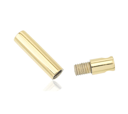 Gold Vermeil Cylinder Pendant unscrewed to reveal hidden compartment for ashes, crafted in 925 silver with 18ct gold vermeil.