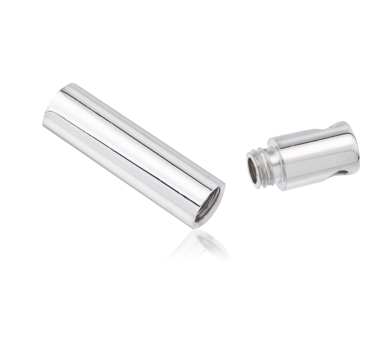 925 Silver Cylinder Pendant unscrewed to reveal inner compartment. Cremation keepsake jewelry for ashes or sentimental items.