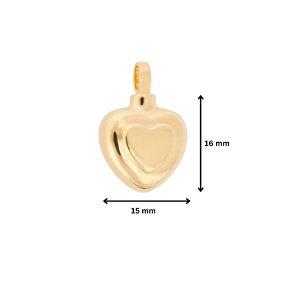 Gold vermeil double heart pendant in 925 silver, measuring 16mm by 15mm. Perfect jewelry piece for keepsakes or special occasions.