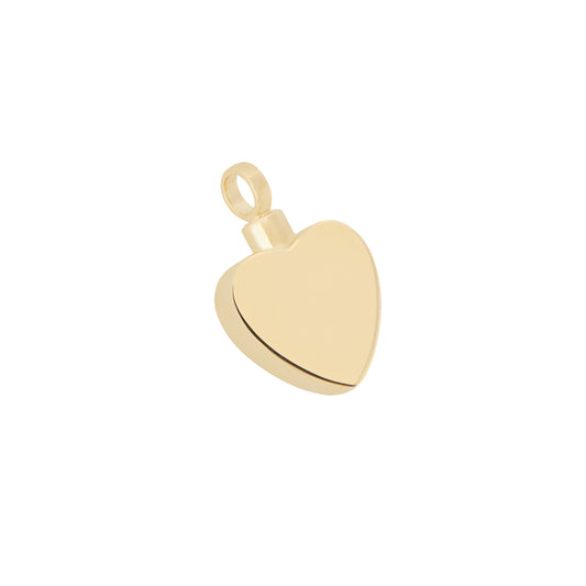 Flat Heart Gold Vermeil Pendant - Classic Memorial Jewelry in polished 14ct gold vermeil with a smooth surface, ideal for engraving.