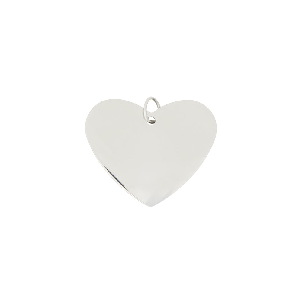 Heart Name Tag Silver - Silver Heart Name Tag | Stainless Steel. Polished stainless steel heart-shaped tag with loop, ideal for engraving custom messages.