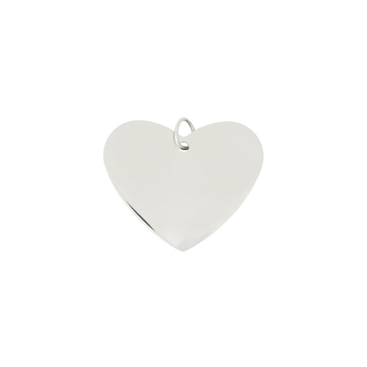 Heart Name Tag Silver - Silver Heart Name Tag | Stainless Steel. Polished stainless steel heart-shaped tag with loop, ideal for engraving custom messages.