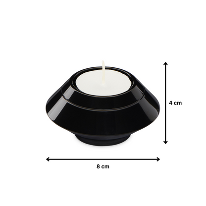 Keepsake Candle Urn Black - Keepsake Candle Urn with dimensions 8 cm wide and 4 cm tall, featuring a black stainless steel body and tealight candle top.