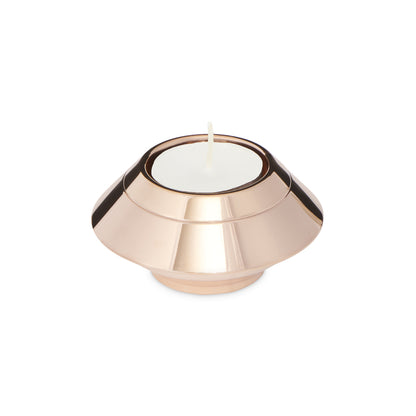 Rose Gold Keepsake Candle Urn in stainless steel with a tealight holder, ideal for preserving 40ml of ashes or a small memento of a loved one.