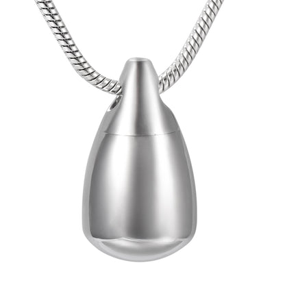 Flat Bottom Teardrop Pendant - Necklace | Stainless Steel with polished finish, ideal for ashes or keepsakes. Elegant teardrop design for daily wear.