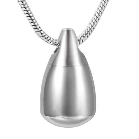 Flat Bottom Teardrop Pendant - Necklace | Stainless Steel with polished finish, ideal for ashes or keepsakes. Elegant teardrop design for daily wear.