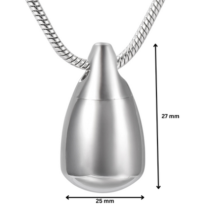 Flat Bottom Teardrop Pendant - Necklace | Stainless Steel with 27mm height and 25mm width. Precision-crafted for personal memorial use.