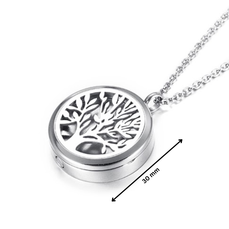30mm Round Tree of Life Pendant - Memory Locket | Ash Storage with detailed tree cutout, perfect for memorial keepsake jewelry.