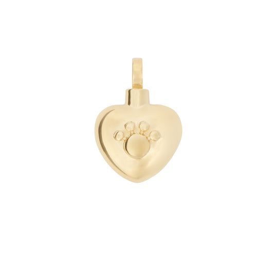 Paw Heart Pendant 14ct Gold Vermeil in 925 silver with engraved paw print. Ideal pet memorial keepsake with gift bag and care kit included.