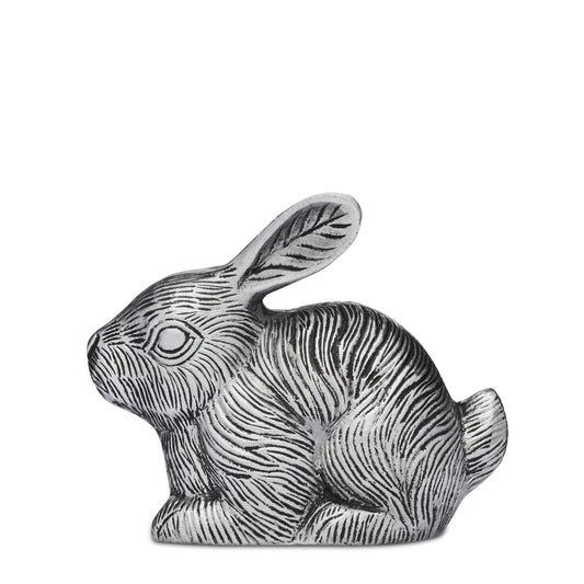 Pet Rabbit Urn - Memorial Urn for Beloved Pets in a detailed silver-tone rabbit shape. Ideal for honoring cherished pet memories with elegance.