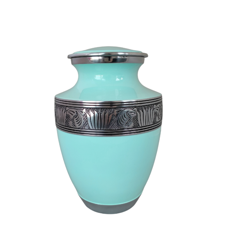 Soft Blue Alloy Urn