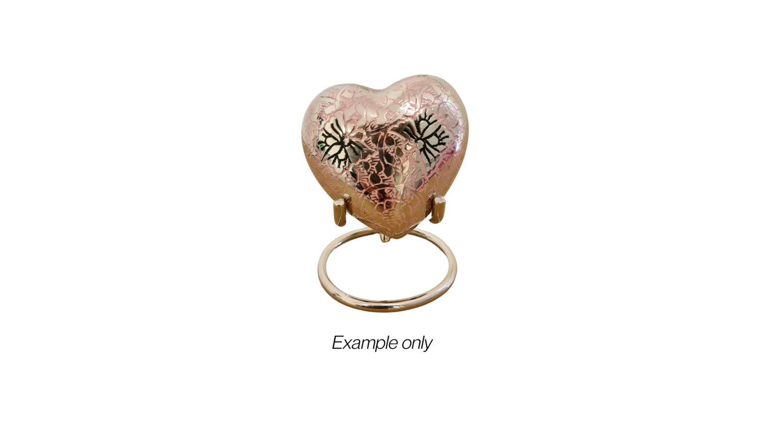 Silver Nickel Keepsake Heart Stand holding a decorative heart, showcasing its stable and stylish design for memorial or ornamental display purposes.