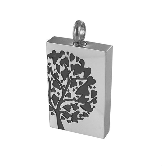 Tree of Life Tile Pendant - Buy Online Now | Stainless Steel. Features engraved tree design with mirror finish, ideal for memorial jewelry.