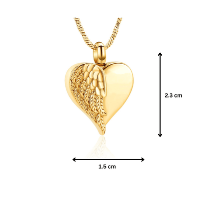 Angel Heart Gold Plated Pendant - PREMIUM URNS