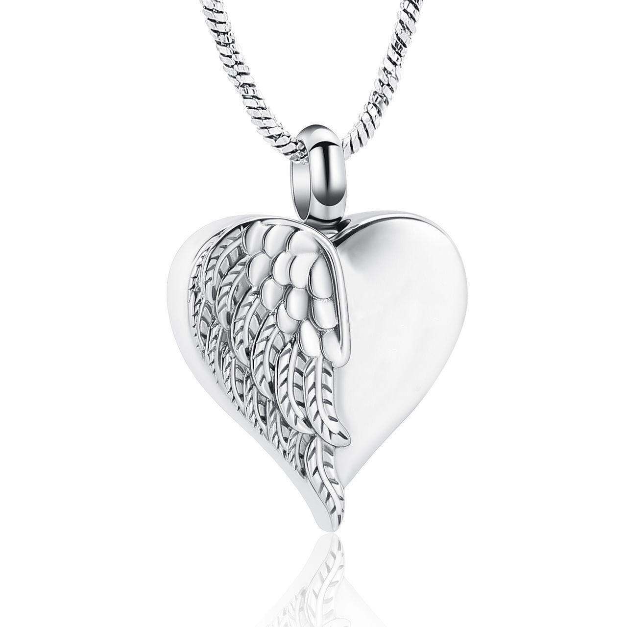 Angel Heart Silver Tone Pendant - PREMIUM URNS