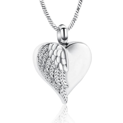 Angel Heart Silver Tone Pendant - PREMIUM URNS
