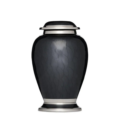 Black Enamel and Silver Majestic Urn - PREMIUM URNS
